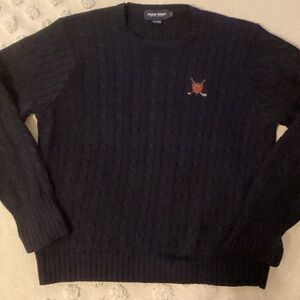 Vintage Polo Golf Sweater Ralph Lauren Club Crest Cable Knit Men’s Large 90s